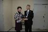 The Secretary for Development, Mrs Carrie Lam, presents a souvenir to Chief of Protocol, Tokyo Metropolitan Government Mr Toshiyuki Taga.