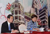 Secretary for Development, Mrs Carrie Lam, announces the selection results of the buildings included under Batch I of the Revitalising Historic Buildings Through Partnership Scheme at a press conference on February 17. Looking on is Chairman of the Advisory Committee on Revitalisation of Historic Buildings, Mr Bernard Chan (left).