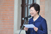 The Secretary for Development, Mrs Carrie Lam, speaks at the ceremony.