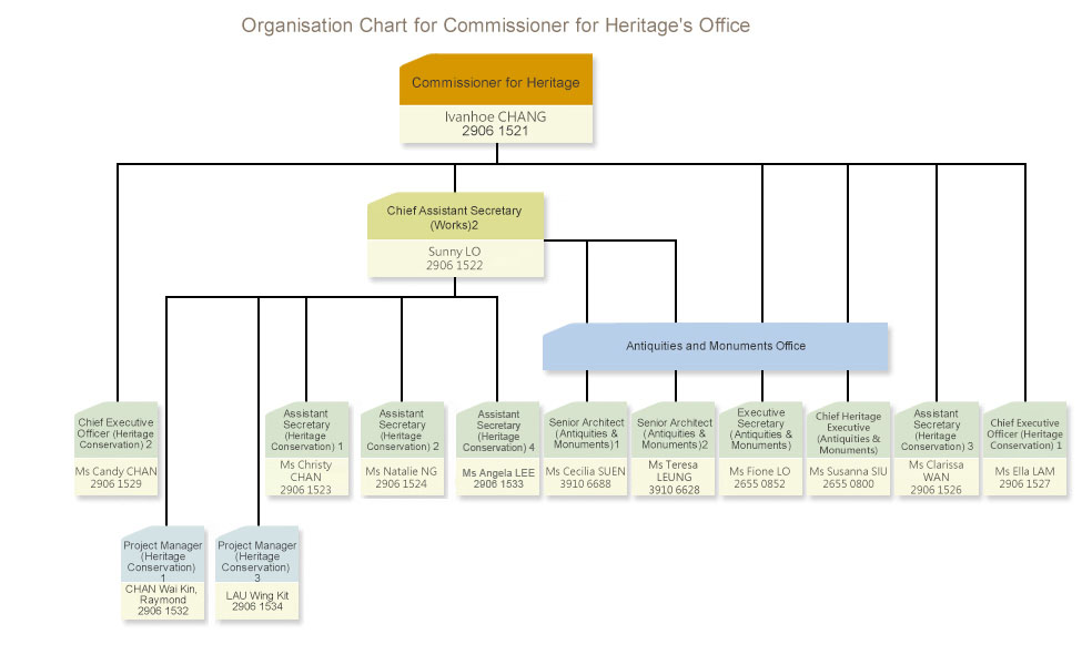 Organisation chart and contacts of the CHO