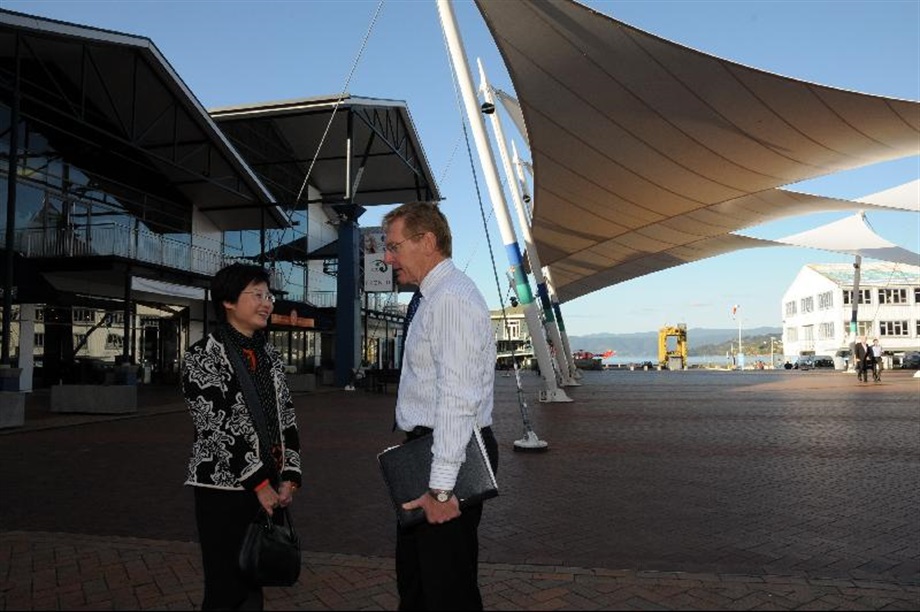 Mrs Lam tours the Wellington waterfront areas during her second-day visit to Wellington today (May 5).