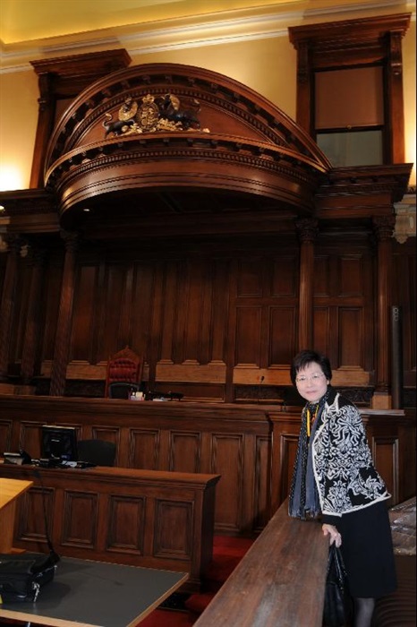 Mrs Lam visits the old High Court Building in Wellington today (May 5).