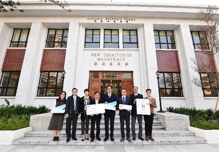 The Secretary for Development, Mr Michael Wong, visited the Hong Kong Federation of Youth Groups Leadership Institute during his visit to North District today (January 25). Mr Wong (fourth right) is pictured with the Commissioner for Heritage, Mr Jose Yam (second left); the District Officer (North), Mr Chong Wing-wun (fourth left); and staff and young cultural ambassadors of the institute.